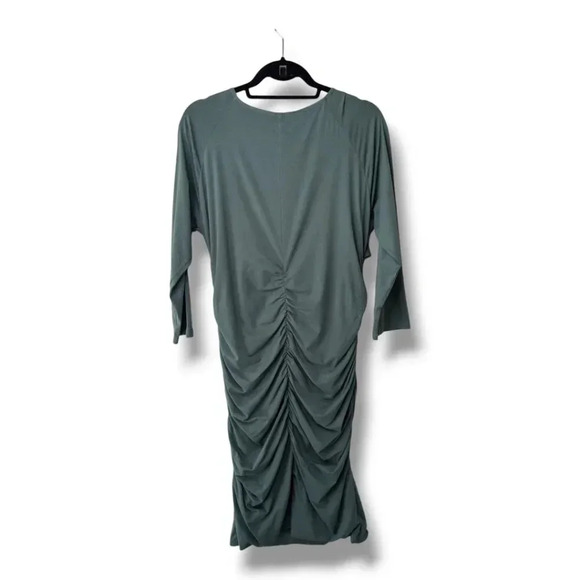 Sundance Womens Eternal Compliment Dress Green Faux Wrap Stretched Ruched Sz XL - Picture 5 of 14